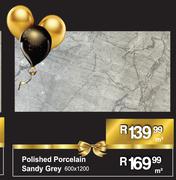 Polished Porcelain Sandy Grey 600 x 1200- m²