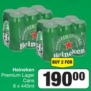 Heineken Premium Lager Cans-For 2 x 6 x 440ml