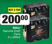 Miller Genuine Draft Cans-For 2 x 6 x 500ml