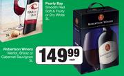 Robertson Winery Merlot, Shiraz Or Cabernet Sauvignon-3L Each