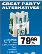Devil's Peak Zero To Hero Non Alcoholic Beer Handies-6 x 330ml Per Pack