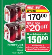 Hunter's Gold Cider Cans-For 2 x 6 x 440ml