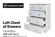 Home & Kitchen Loft Chest Of Drawers-1.6m (h) x 450mm (w) x 800mm (l)