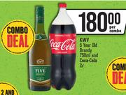 KWV 5 Year Old Brandy 750ml & Coca Cola 2Ltr-Per Combo