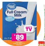 Great Value Long Life Milk Assorted-6 x 1L
