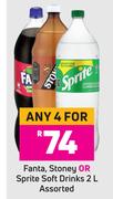 Fanta, Stoney Or Sprite Soft Drinks Assorted-For 4 x 2L
