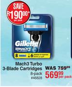 Gillette Mach3 Turbo 3-Blade Cartridges 8 Pack-Per Pack