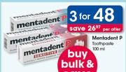 Mentadent Toothpastes-3x100ml