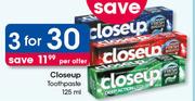 Closeup Toothpastes-3x125ml