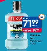 Listerine Zero Mouthwash-1Litre Each