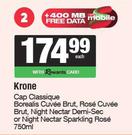Krone Cap Classique Borealis Cuvee Brut,Rose Cuvee Brut,Night Nectar Demi Sec Or Night Nectar Sparkl