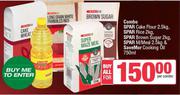 Spar Cake Flour 2.5kg, Spar Rice 2kg, Spar Brown Sugar 2kg, Spar M/Meal 2.5kg-For All 