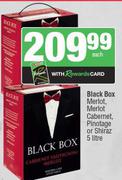 Black Box Merlot, Merlot Cabernet, Pinotage Or Shiraz-5Ltr Each
