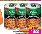 Rhodes Baked Beans In Tomato Sauce-For 3 x 410g