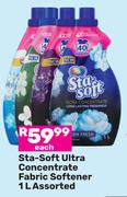 Sta-Soft Ultra Concentrate Fabric Softener Assorted-1Ltr Each