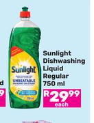 Sunlight Dishwashing Liquid Regular-750ml Each