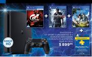 PS4 500GB+GT Sport+Uncharted 4+Horizon Zero Dawn+3 Month Playstation Plus Access