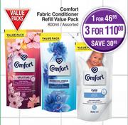 Comfort Fabric Conditioner Refill Value Pack Assorted-For 3 x 800ml