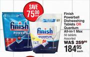 Finish Powerball Dishwashing Tablets Or Quantum All In 1 Max 56 Tablets Assorted-Each