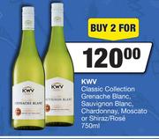 KWV Classic Collection Grenache Blanc,Sauvignon Blanc,Chardonnay,Moscato Or Shiraz/Rose-For 2 x 750m