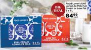 Food Lover's UHT Long Life Milk Full Cream Or Low Fat-6 x 1L Each