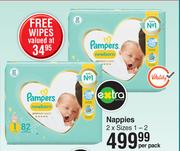 Pampers Nappies (2 x Sizes 1-2)-Per Pack