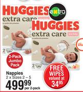 Huggies Nappies 2 x 2-5 Sizes-Per 2 Pack