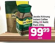 Jacobs Kronung Instant Coffee 200g Or Refill Pack 230g-Each