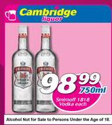 Smirnoff 1818 Vodka-750ml Each