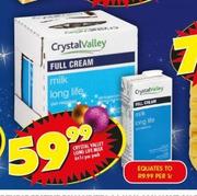 Crystal valley Long Life Milk-6 x 1Ltr Per Pack