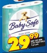 Baby Soft Mini 2 Ply Toilet Rolls-9 Per Pack