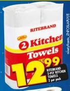 Ritebrand 2 Ply Kitchen Towels-2 Per Pack