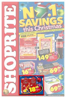 Shoprite : Savings This Christmas (11 Dec - 26 Dec 2017), page 1
