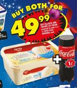 Ola Rich & Creamy Ice Cream-2Ltr Each + Coca-Cola Original-1Ltr Each