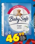 Baby Soft 2-Ply White Toilet Rolls-Per Pack