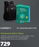 Kaspersky Total Security 2018 3+1 Devices Including Laptop Bag