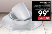 Jet Essentials 12 Piece White Porcelain Dinner Set