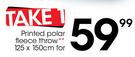 Printed Polar Fleece Throw-125 x 150cm-For One