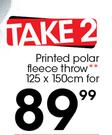  Printed Polar Fleece Throw-125 x 150cm-For 2