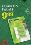 Erasers Pack Of 3