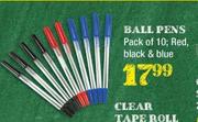 Ball Pens Pack Of 10, Red, Black & Blue