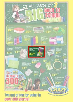 The Crazy Store : Big Back To School Value (26 Dec - 21 Jan 2018), page 1