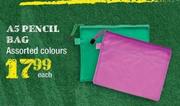 A5 Pencil Bag Assorted Colours-Each