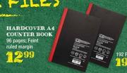 Marlin Hardcover A4 Counter Book 96 Pages Feint Ruled Margin