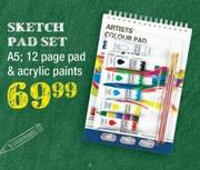 Sketch Pad Set A5 12 Page Pad & Acrylic Paints