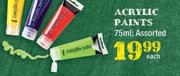 Acrylic Paints Assorted-75ml Each