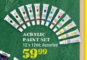 Acrylic Paint Set Assorted-12 x 12ml