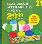Play Dough With Moulds-4 x 60g Tubs Per Set