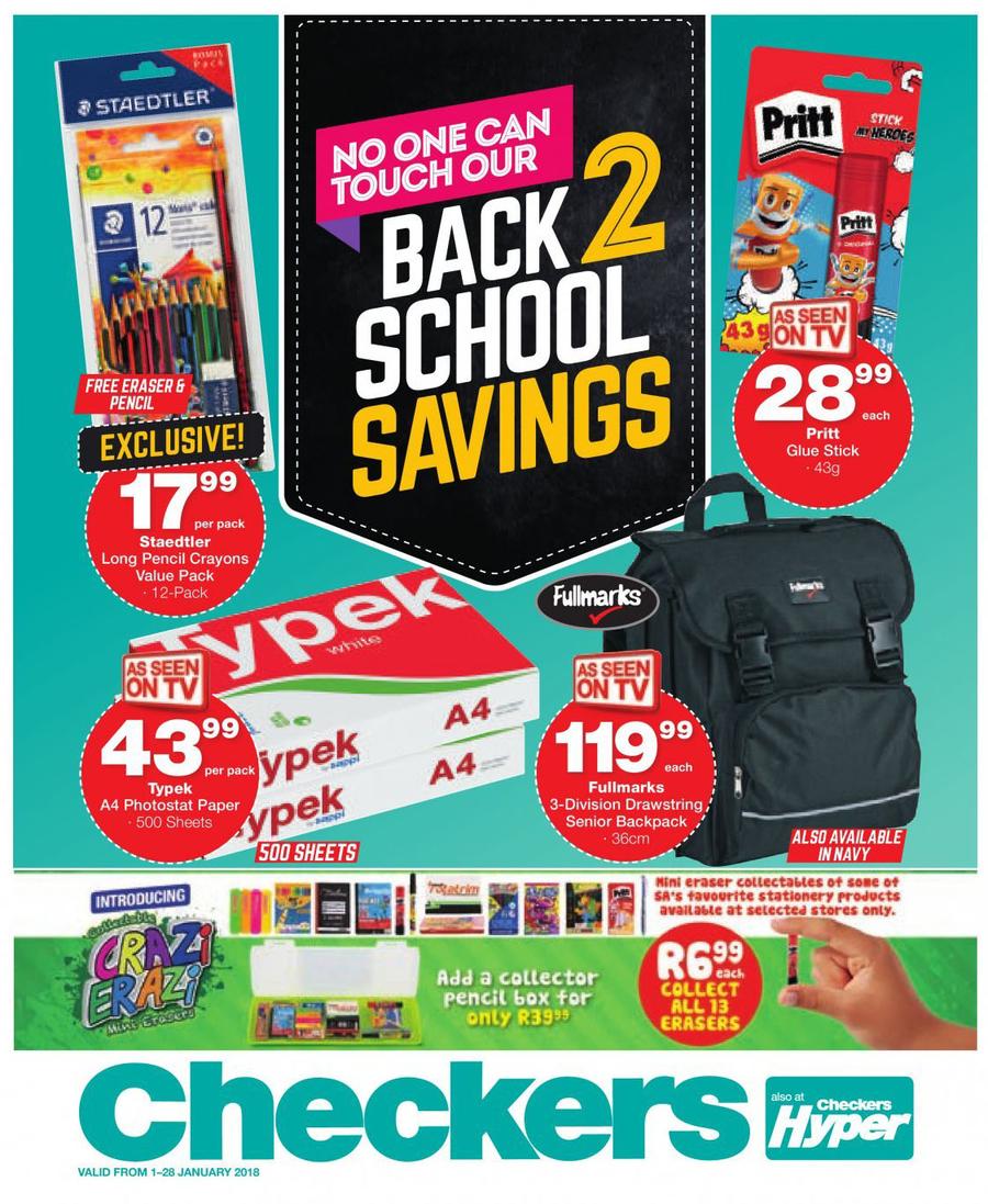 Checkers : Back To School Savings (1 Jan - 28 Jan 2018) — m.guzzle.co.za