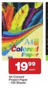A4 Coloured Project Paper 100 Sheets-Each